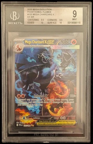 Mega Charizard X EX SIR 125 | Phantasmal Flames | BGS 9