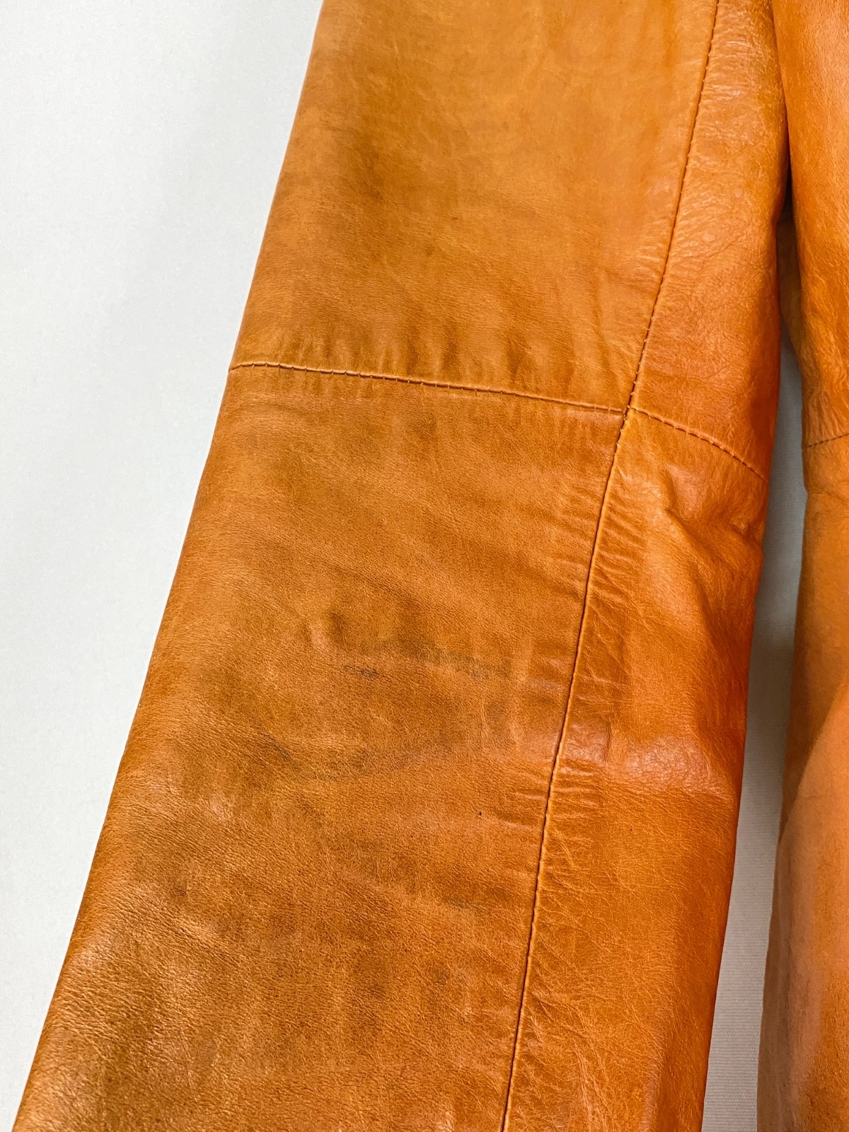Vintage 1970s brown leather jacket caramel light … - image 5