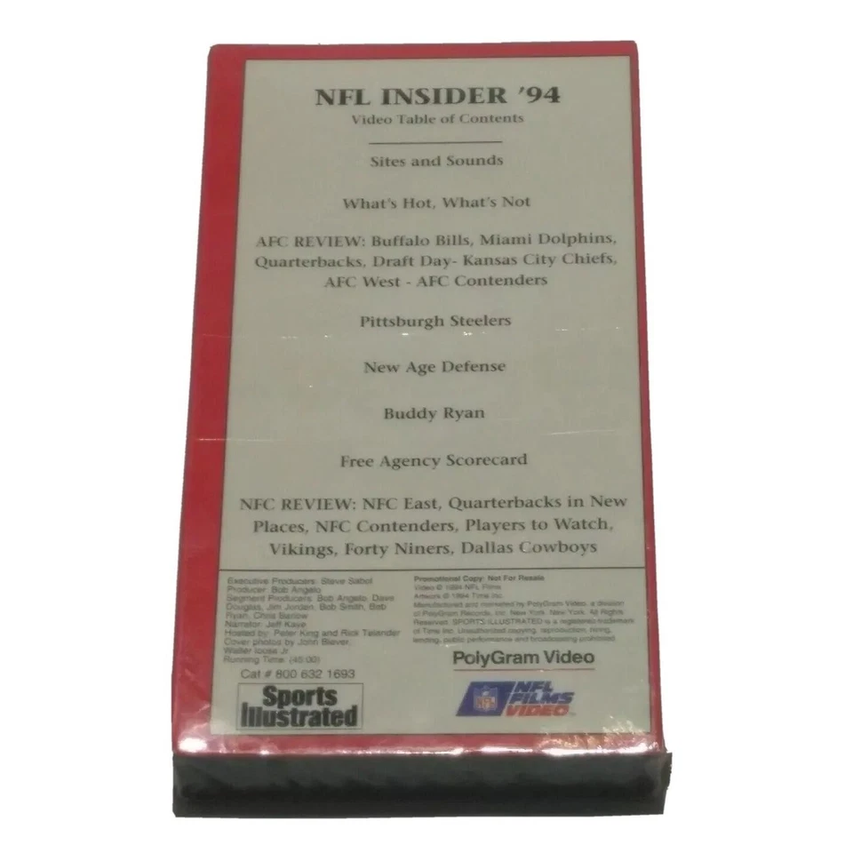 Sports Illustrated NFL Insider 94 VHS Emmitt Smith NEW Sealed - Image 2 of 2