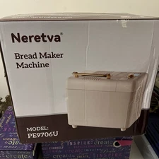 Neretva Bread Machine, 2.2LB 15-in-1 Bread Maker, Dual Heater Breadmaker PE9706U