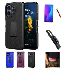 For TCL NXTPAPER 70 Pro, Dual Layer 360 Belt Clip Case Tempered Glass