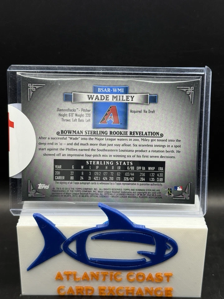 Bowman Sterling Wade Miley 2012 redención sellada automática #BSAR-WMI SP Diamondbacks Foto 2 de 2