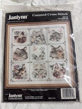 Janlynn Cat Sampler Counted Cross Stitch Kit w/ Needle, Fabric, Floss