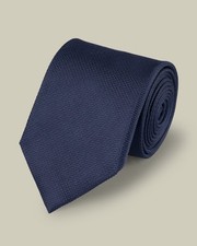 Silk Textured Tie - Navy