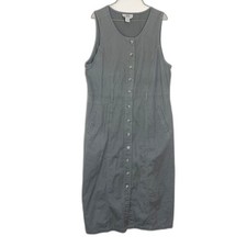 Vintage olive green sleeveless button front 100% cotton midi dress Plus Size 16