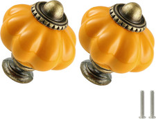 Burnt Yellow Pumpkin Knobs 6 Pack Ceramic Cabinet Knobs Vintage Drawer Pulls - A