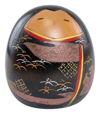 Creative Kokeshi Doll Japanese Egg-Shaped Black Kimono by Sekiguchi Toa 10cm