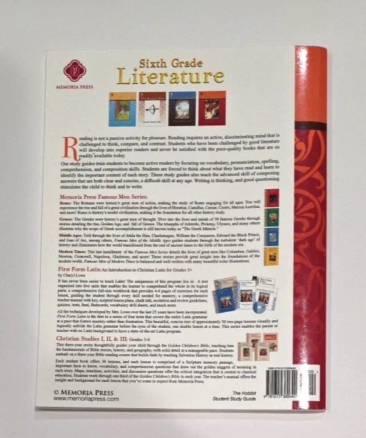 Memoria Press The Hobbit: Student Study Guide & Teacher Guide, 6th grade Lit. - Image 2 of 3