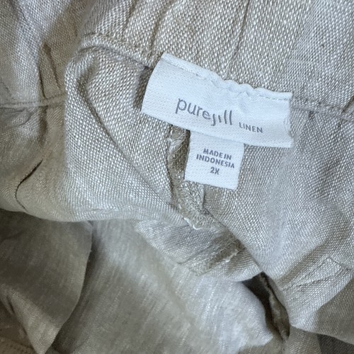 J Jill Leinenhose Gr. 2X hellbraun Gummibund Lagenlook weites Bein lockere Passform Taschen - Bild 7 von 8