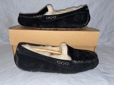 UGG Ansley Moccasin Slippers Black Suede Shearling Women's Size 5