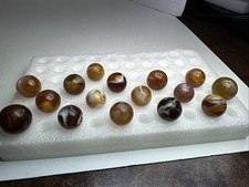 184 Lot Of 16 Amber Mixed Maker Slag Marbles 