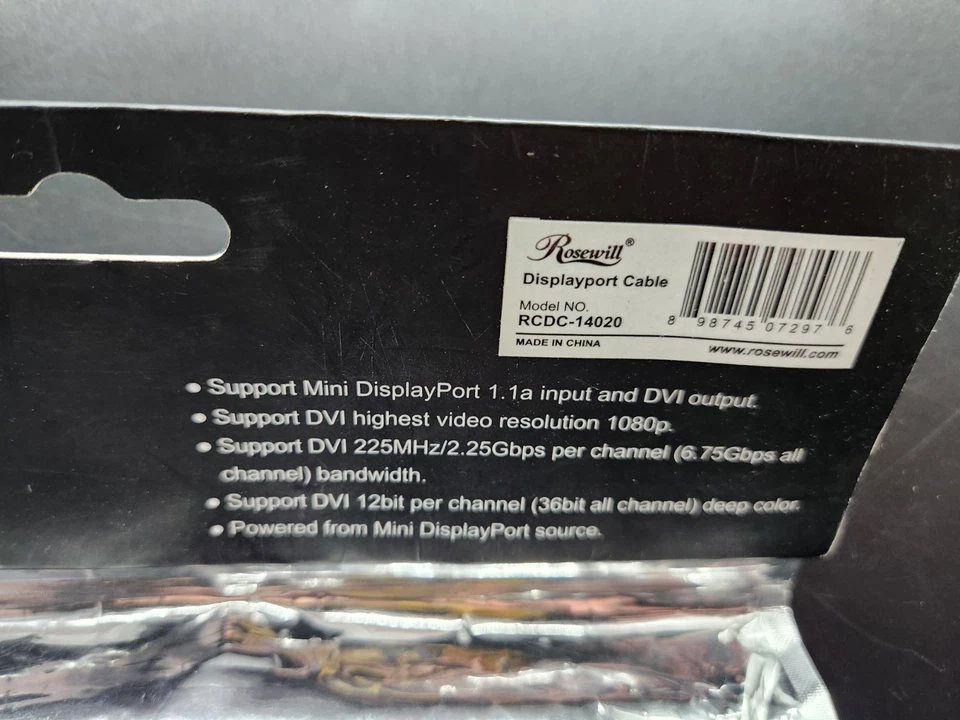 NEW Rosewill RCDC-14020 - 15-Foot White Mini DisplayPort to DVI Cable 1080p, M/M - Image 4 of 4