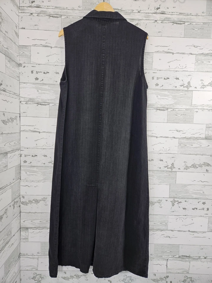 Maxi Camisa Vestido Eileen Fisher Sin Mangas Lino Negro Minimalista Mujer Grande Foto 3 de 4