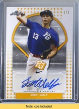 2018 Leaf Perfect Game National Showcase 1/1 Josh Wolf #BA-JW2 Auto 7m3