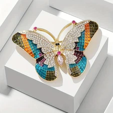 Fashion Luxury Colorful Rhinestone Butterfly Brooches for Women Insect Brooch