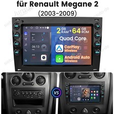 Autoradio Für Renault Megane II 2002-2009 Carplay 2+64GB Android Auto GPS BT SWC