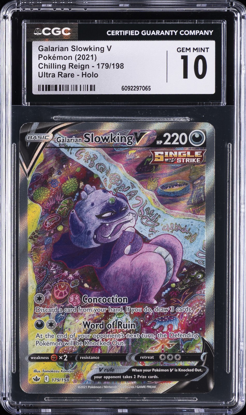 2021 POKEMON CHILLING REIGN #179/198 GALARIAN SLOWKING V CGC 10 GEM MINT