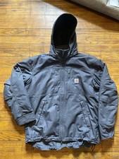 Carhartt Full Swing Armstrong Jacket Men s Large Grey Canvas Hooded Work Coat L