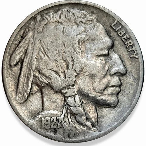 1927-P Buffalo Nickel 5c Very Fine F++ * Original Surfaces * 1927P