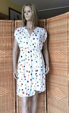 Kleid Ursuland Gr. 38 frz. weiß bunt gepunkt...