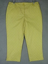 Talbots Womens 14P 34x23 Yellow White Printed Cropped Pants
