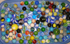 Large Vintage Lot of Glass Marbles Including Cloth Bag Discovered w/Marbles HM 