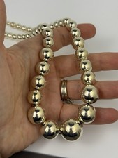 Beautiful Southwestern 925 Sterling Silver Graduated Bead Necklace, 24.25 in