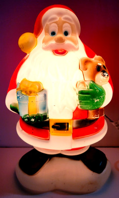 Vintage 1960's 18 Inch Tall Santa Claus Blow Mold WORKS!