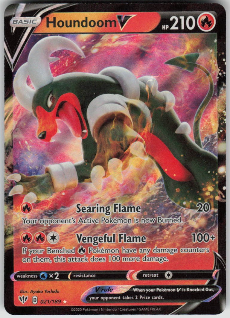 Pokemon Houndoom V Ultra Rare SWSH03: Darkness Ablaze 021/189 NM