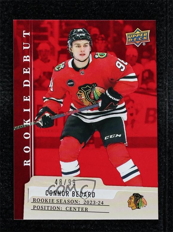 2023-24 Upper Deck UD Rookie Debut Red 48/99 Connor Bedard #1 10x3