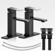 Bathroom Faucets Set with Pop up Drain, Modern Single Handle Black Bathroom Sink