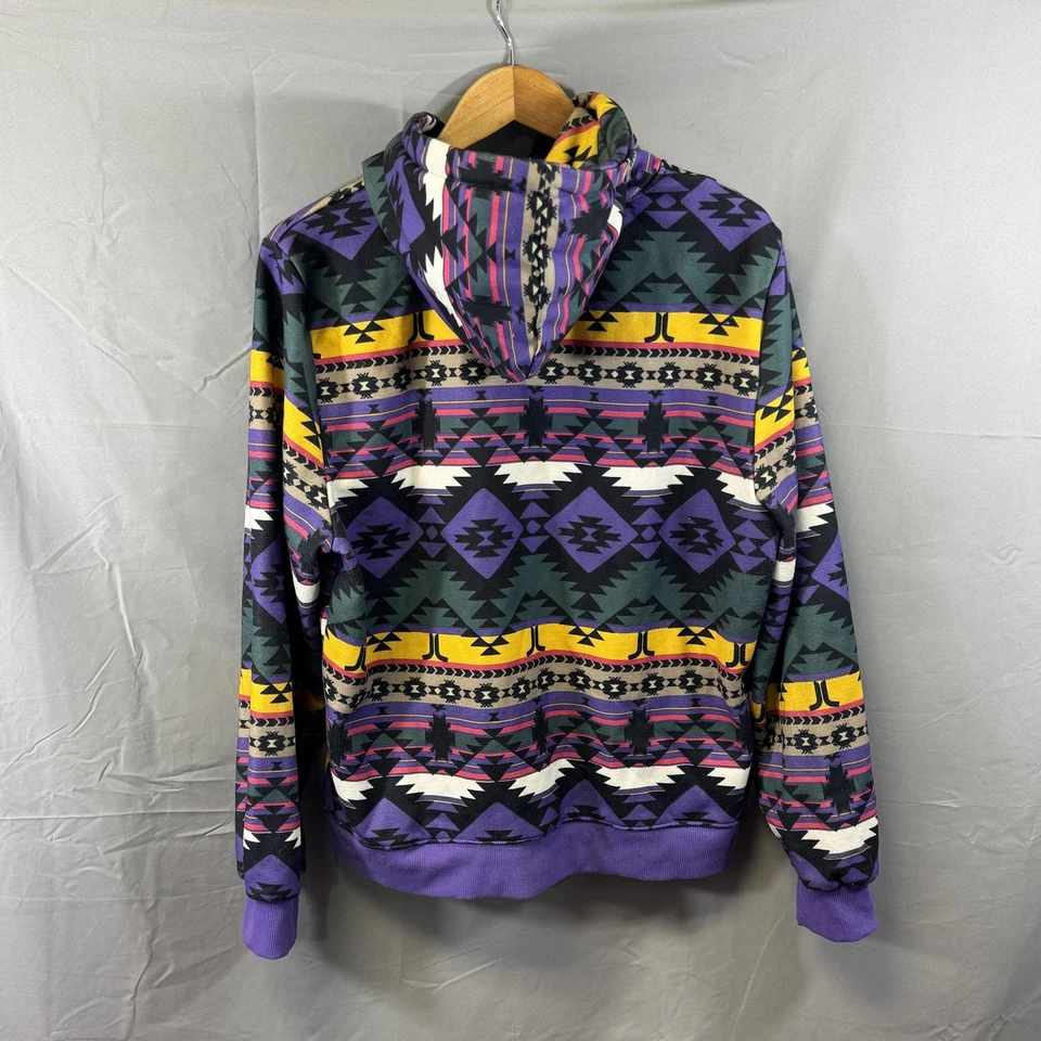 WeSC Hoodie Mens Extra Large Purple Aztec Print Pullover Sweatshirt Streetwear - Image 2 of 4
