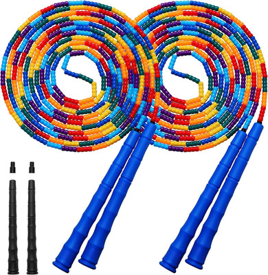 Double Dutch Jump Rope Long Jump Rope 16 FT 1 Pack/2 Pack, Adjustable Soft Beade