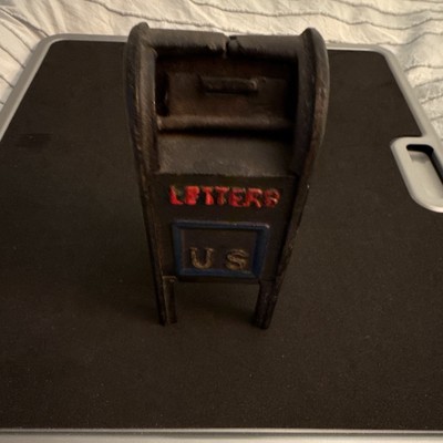 Vintage Cast Iron Mailbox Style Still Bank Letters U S Air Mail