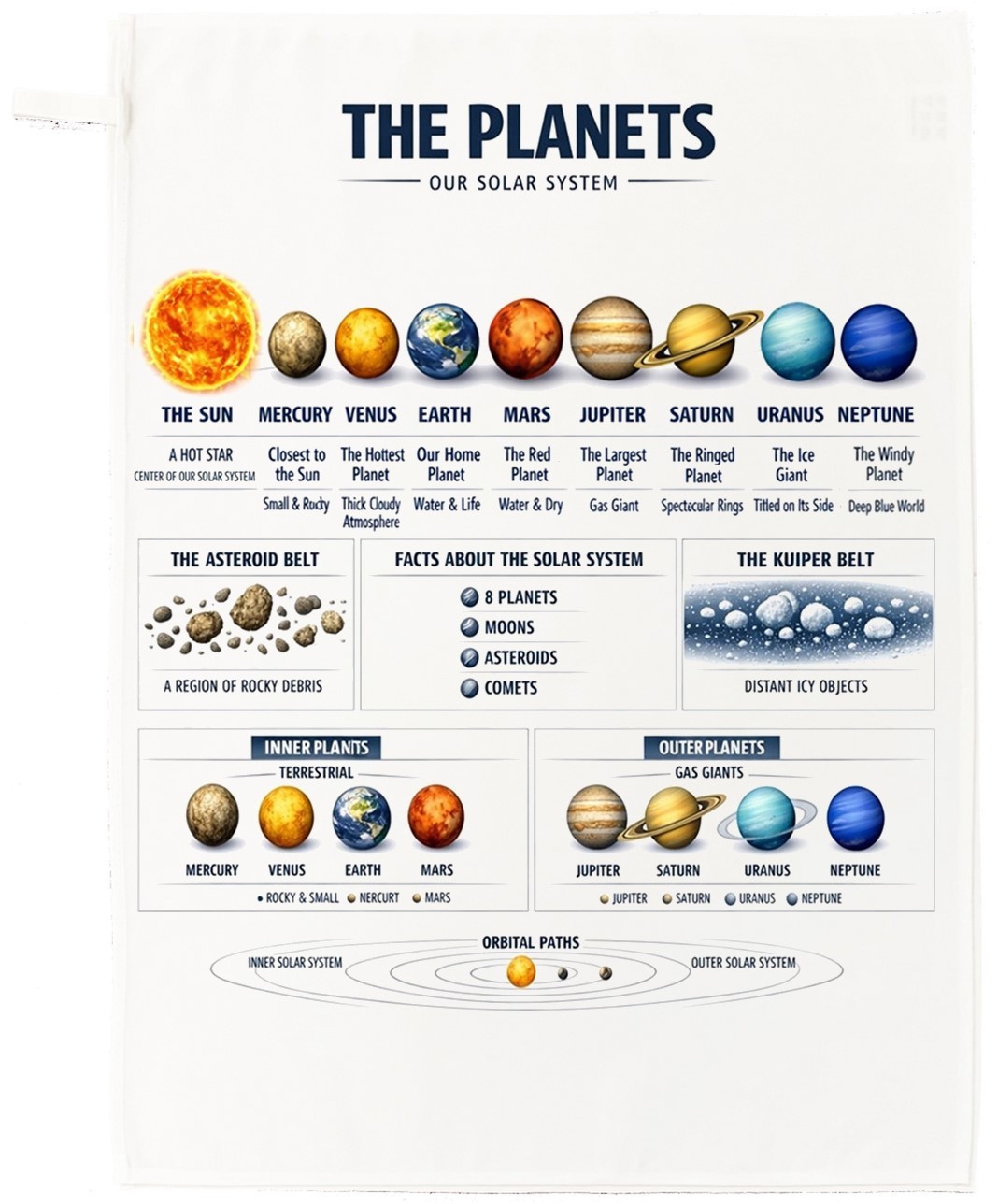 Solar System Planets Cotton Tea Towel