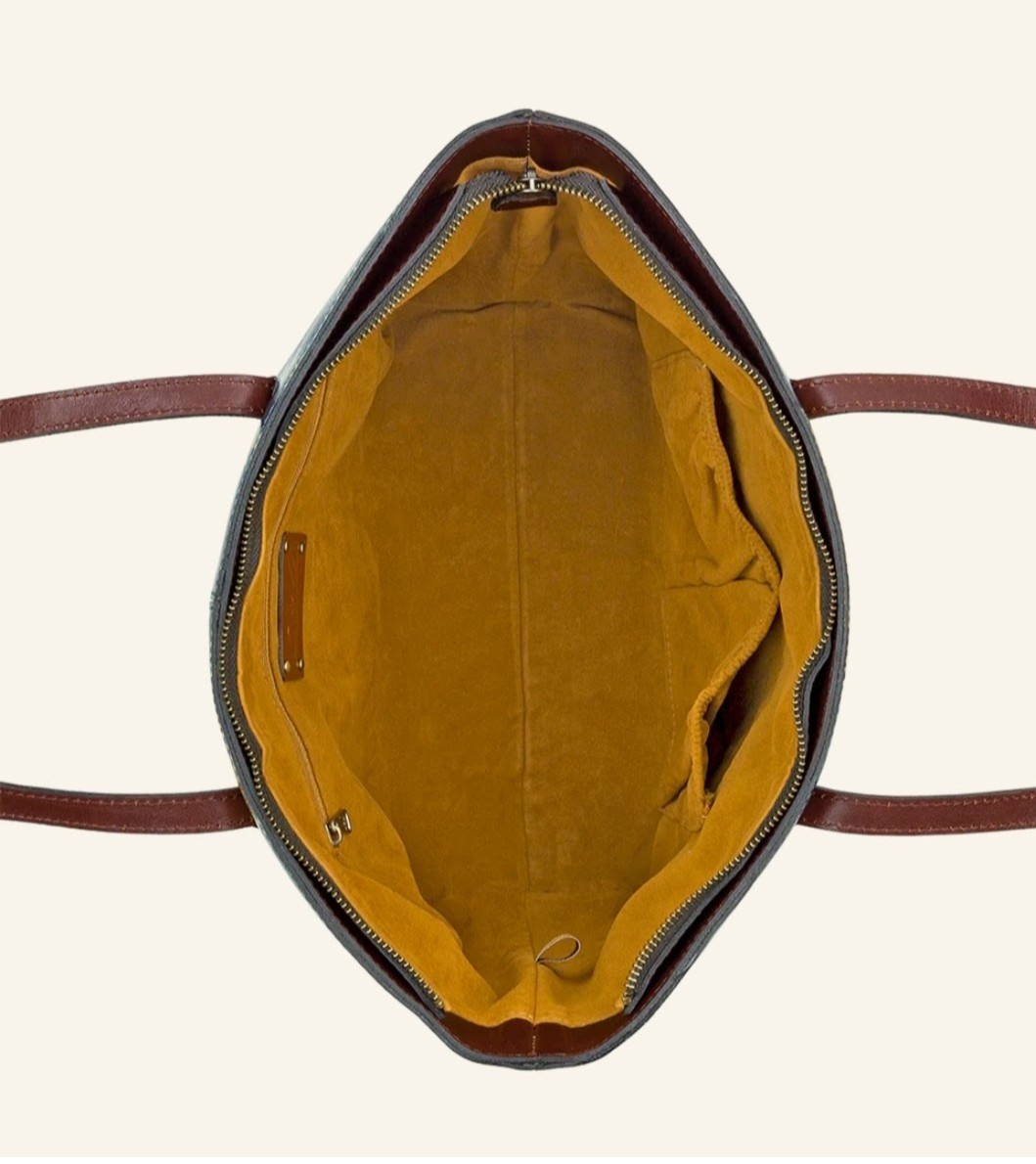 Patricia Nash Verzi Greek Map Tote Navy Multi Leather NWT MSRP