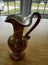 Vintage 22K Gold Weeping Bright Gold Ceramic Pitcher Vase