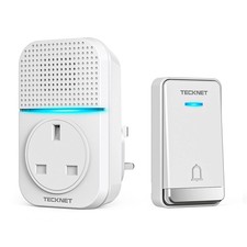 TECKNET Wireless Doorbell, No Battery Required Self-Powered Door Bell Plug in W