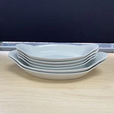 Vtg HIC Harold Import Co Gratin Baking Dish Oval White Porcelain 10”(x4) 12”(x2)