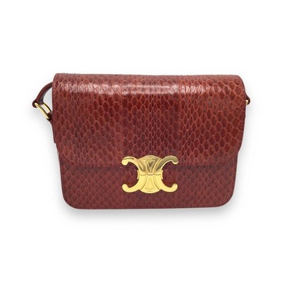 Celine Teen Triomphe Bag Designer Handbag Ruby Red w/ Gold Hardware