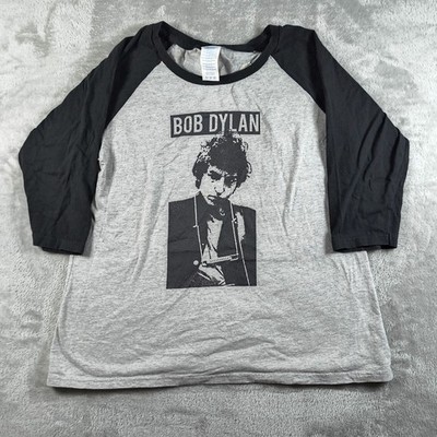 Bob Dylan Raglan Shirt Womens XL Gray Black Band Rock Concert Tour Merch Music