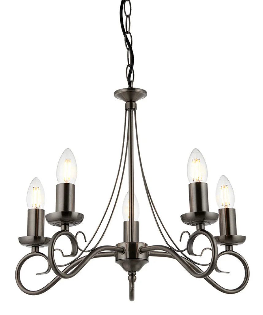 Ceiling Light Silver Trafford 5 Antique Endon 180-5AS