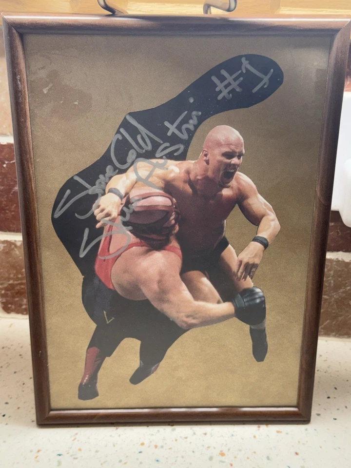 Stone Cold Steve Austin #1 foto emoldurada autografada 9,5x14 com Vader WWE/WWF - Imagem 3 de 4