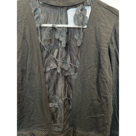 Clair De Lune Long Ruffle Sleeve Lace Front High Neck Romper Black Goth Witchy S