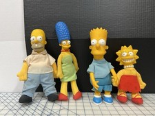 Vintage 1990 The Simpsons Plush Dolls Lot of 4 Figures - No Maggie, Mixed Set