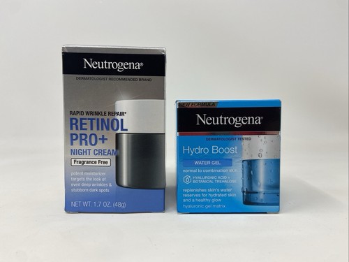 2x New Neutrogena Lot 1 Water Gel Hydro Boost +1 Retinol Pro + Night Cream New - Picture 3 of 5
