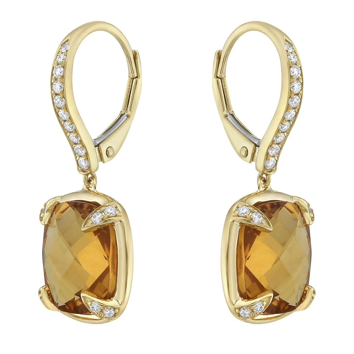 14K Yellow Gold Citrine & Natural Diamond Earrings 0.22 ct tw G SI1 Women's