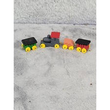 Miniature Wooden Train Set 4 Pieces Colorful Toy Locomotive Carriages