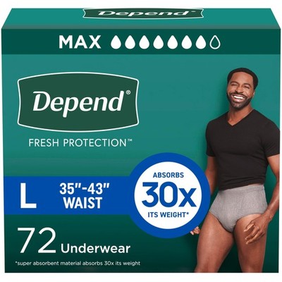 Depend Fresh Protection Adult Diapers Incontinence Underwear for Men Disposab...