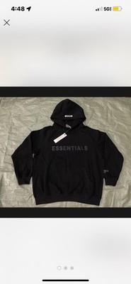 Essentials Fear of God Hoodie Unisex M Black Fleece Lined Oversized Pullover NWT